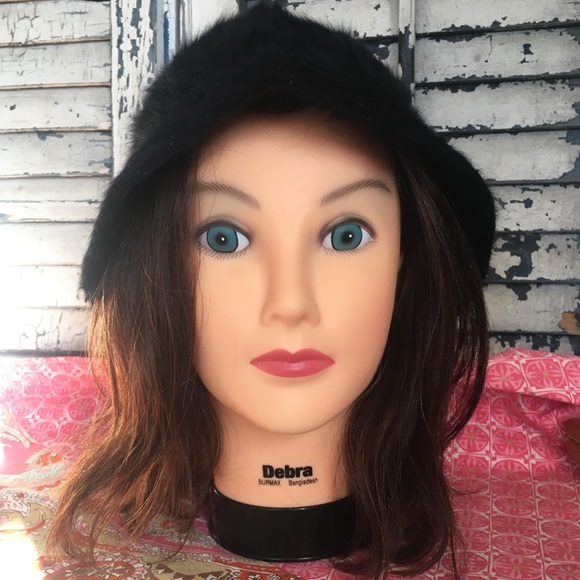 Vintage Black Angora Fur Bucket Hat - Picture 2 of 6